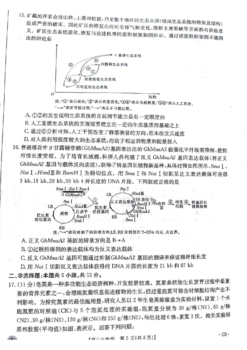 生物试题(1)_2024年5月_01按日期_21号_2024届金太阳百万金太阳高三5月大联考（盾牌眼）_2024金太阳百万金太阳高三5月大联考（盾牌眼）生物