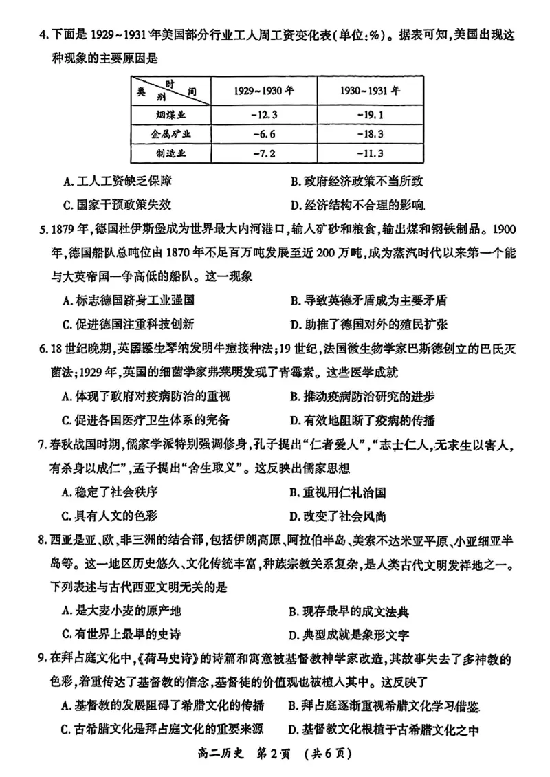 河南省开封市2023-2024学年高二下学期7月期末历史_2024-2025高二（7-7月题库）_2024年07月试卷_0721河南省开封市2023-2024学年第二学期高二期末调研考试