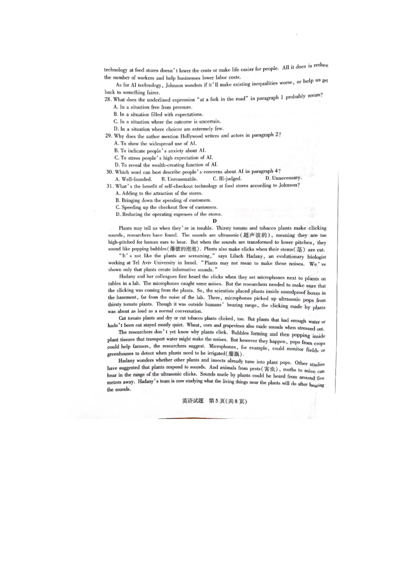 河南省新乡市2023-2024学年高中毕业班阶段性测试(三)英语试题(1)_2023年11月_0211月合集_2024届河南省天一大联考高三上学期阶段性测试（三）（11月）