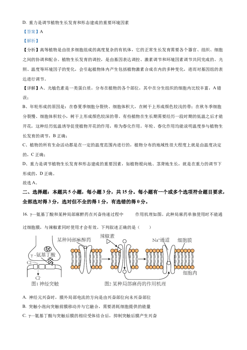 山东省临沂市2024-2025学年高二上学期期中考试生物试题Word版含解析_2024-2025高二（7-7月题库）_2024年12月试卷_1214山东省临沂市2024-2025学年高二上学期期中考试