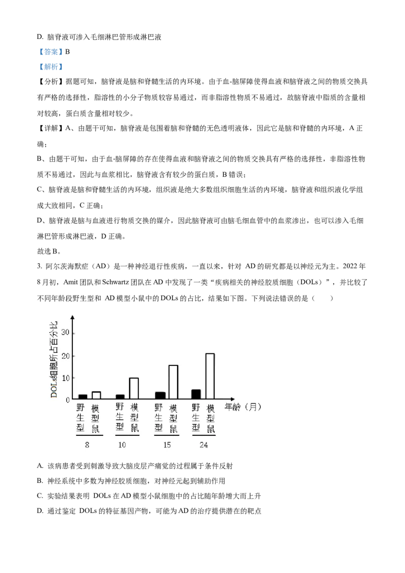 山东省临沂市2024-2025学年高二上学期期中考试生物试题Word版含解析_2024-2025高二（7-7月题库）_2024年12月试卷_1214山东省临沂市2024-2025学年高二上学期期中考试