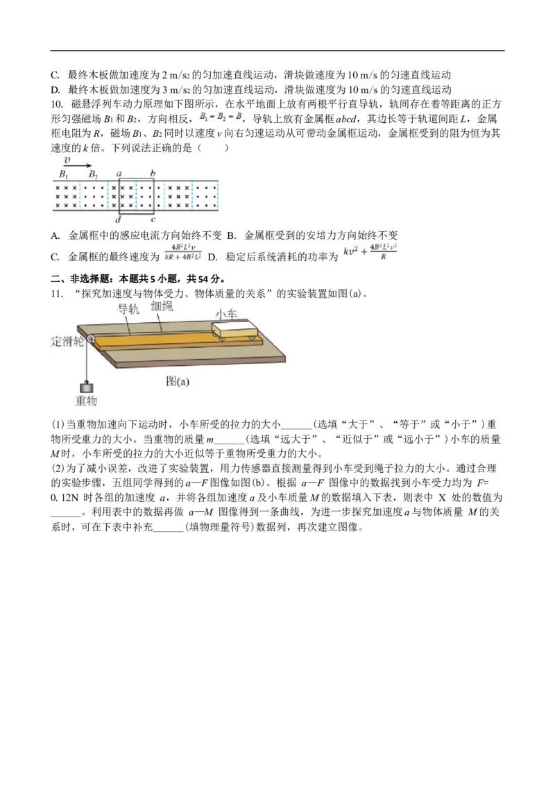 吉林省白城市第一中学2025届高三上学期1月期末考试物理试卷（含解析）_2024-2025高三（6-6月题库）_2025年01月试卷_0107吉林省白城市第一中学2025届高三上学期1月期末考试