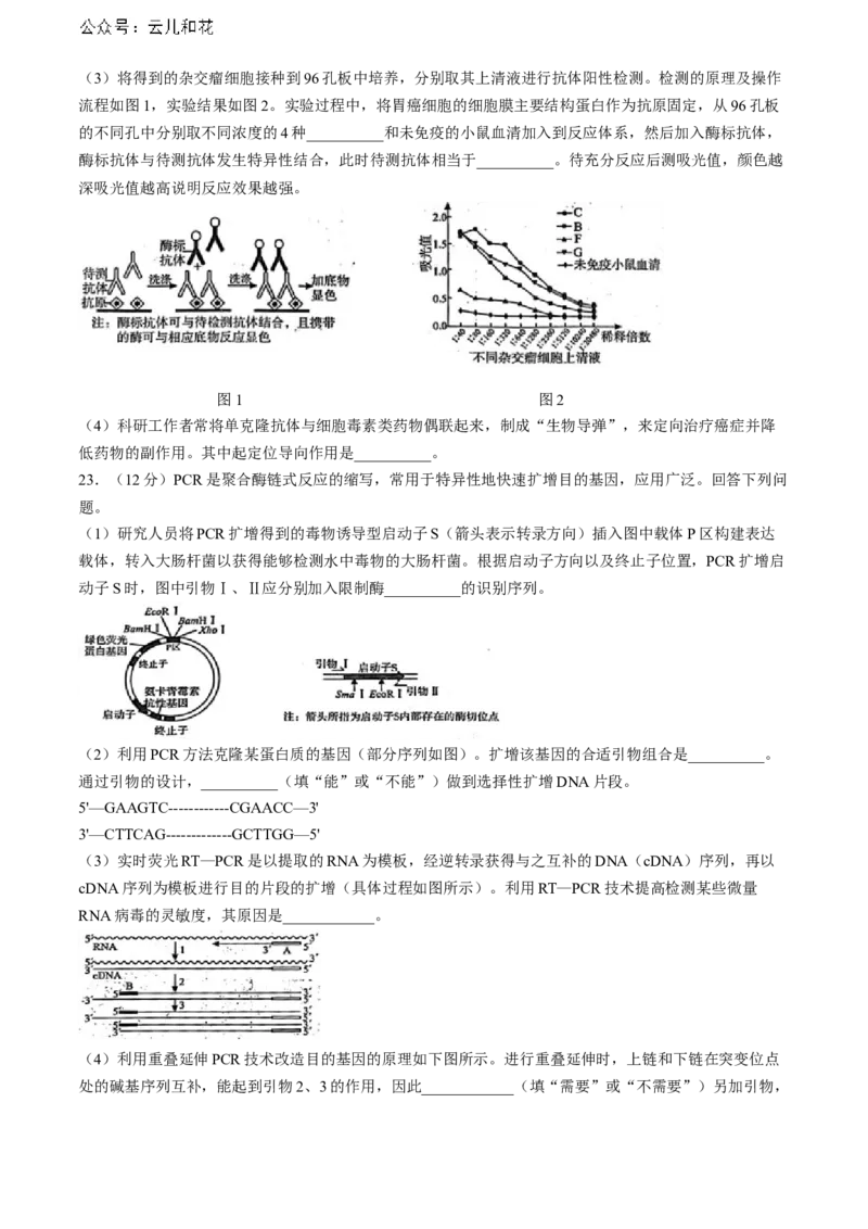 河南省开封市2023-2024学年高二下学期期末考试生物试题_2024-2025高二（7-7月题库）_2024年07月试卷_0721河南省开封市2023-2024学年第二学期高二期末调研考试