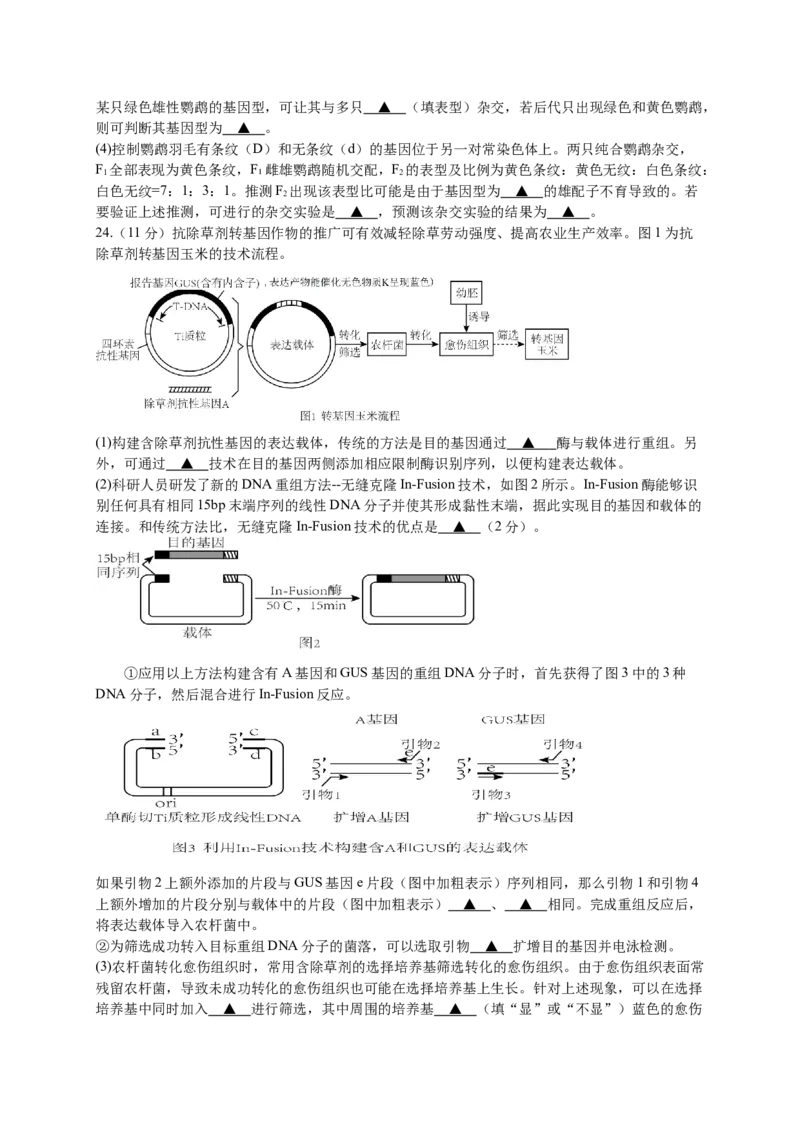 江苏省无锡市澄宜六校2024-2025学年高三上学期12月联考生物试卷_2024-2025高三（6-6月题库）_2024年12月试卷_1214江苏省无锡市澄宜六校2024-2025学年高三上学期12月联考（全科）
