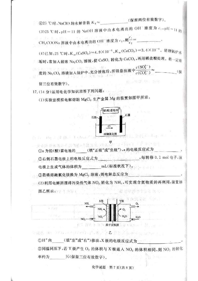 河南省青桐鸣大联考2024-2025学年高二上学期12月月考试题化学PDF版含解析_2024-2025高二（7-7月题库）_2024年12月试卷_1229河南省青桐鸣大联考2024-2025学年高二上学期12月月考