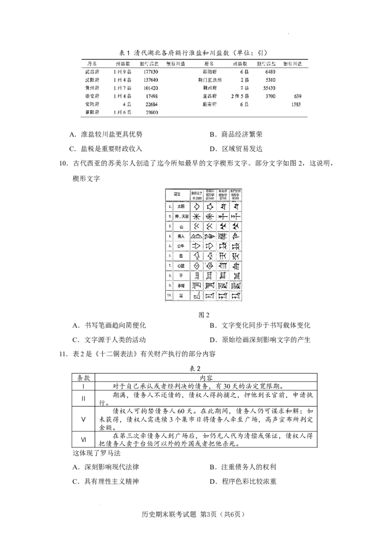 安宁河联盟2023-2024学年度下期高2022级期末联考历史试题_2024-2025高三（6-6月题库）_2024年06月试卷_240621四川省安宁河联盟2023-2024学年高二下学期期末联考