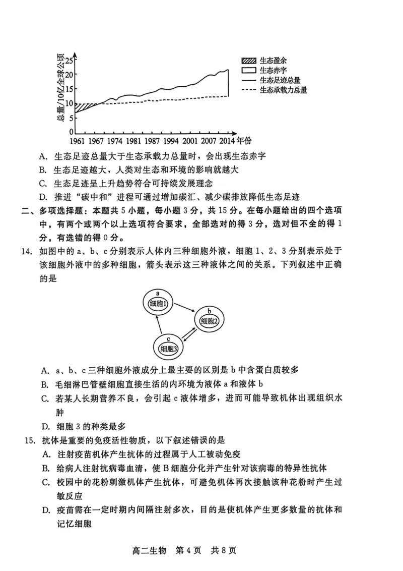 河北省邯郸市NT20名校联合体2025-2026学年高二上学期1月质检生物学试题(图片版含答案)_2024-2025高二（7-7月题库）_2026年1月高二
