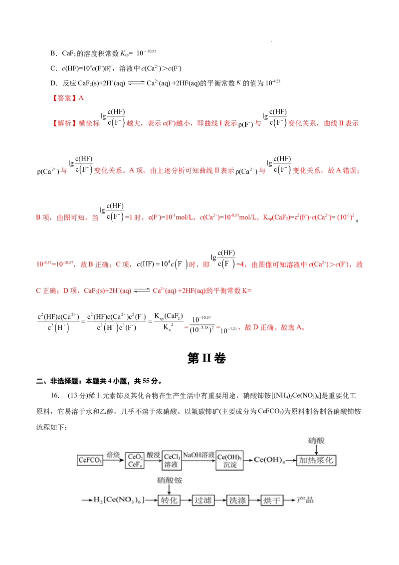八省2025届高三&ldquo;八省联考&rdquo;考前猜想卷化学（15+4）全解全析_2024-2025高三（6-6月题库）_2025年01月试卷_01012025届高三&ldquo;八省联考&rdquo;考前猜想卷