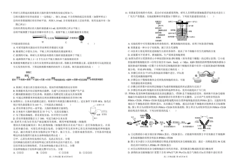 安徽师范大学附属中学2024-2025学年高二下学期4月期中生物试卷（图片版）_2024-2025高二（7-7月题库）_2025年05月试卷_0521安徽师范大学附属中学2024-2025学年高二下学期4月期中考试