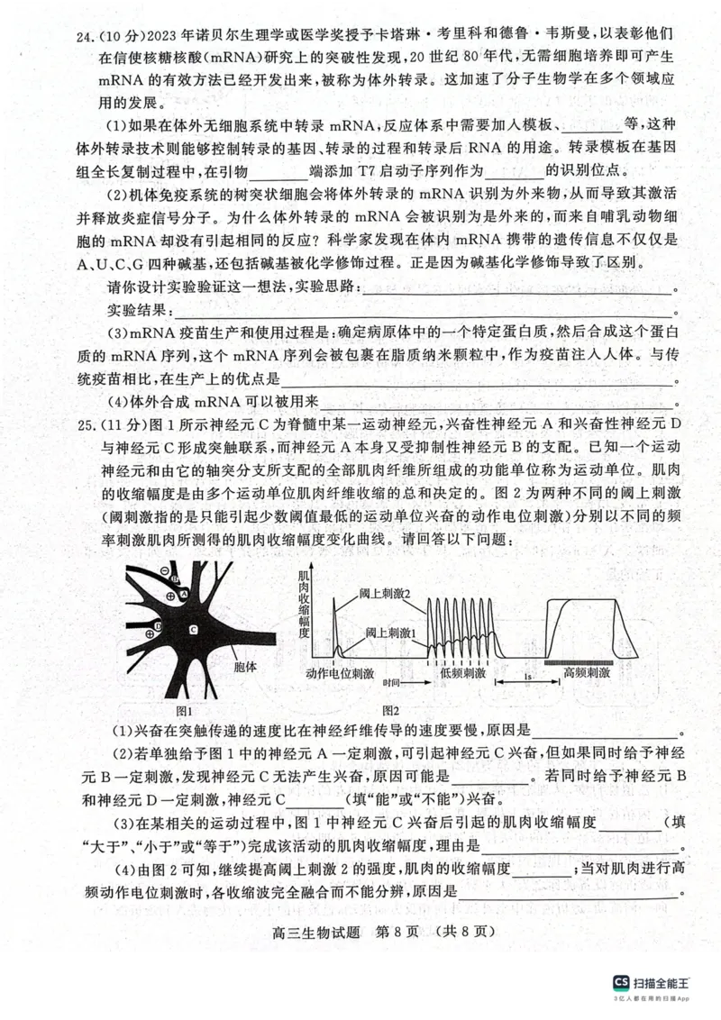 山东省名校考试联盟2024届高三上学期11月期中检测（济南期中）生物(1)_2023年11月_01每日更新_15号_2024届山东省名校考试联盟高三上学期11月期中检测（济南期中）