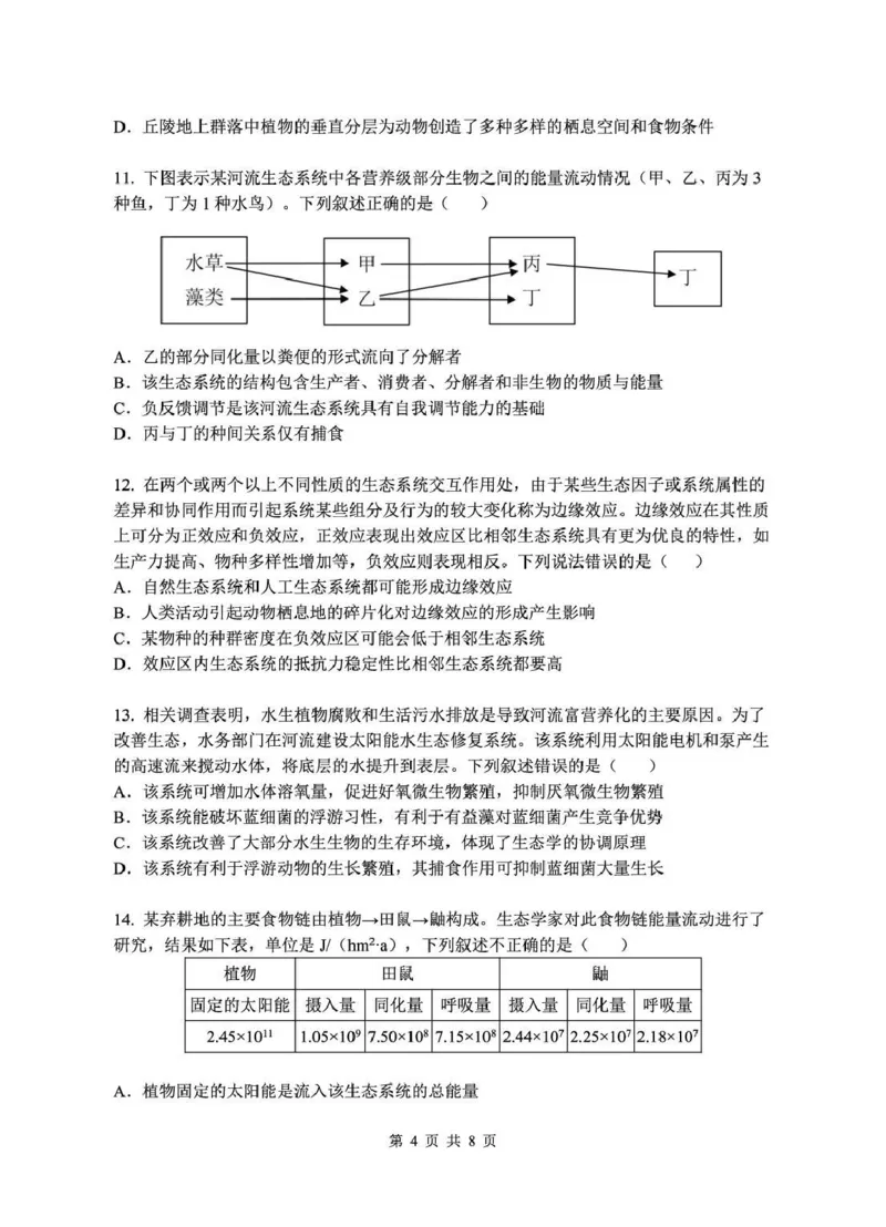 安徽省蚌埠市A层高中2024-2025学年高二下学期第四次联考生物学试题（pdf版，含答案）_2024-2025高二（7-7月题库）_2025年03月试卷_0321安徽省蚌埠市A层高中2024-2025学年高二下学期第四次联考