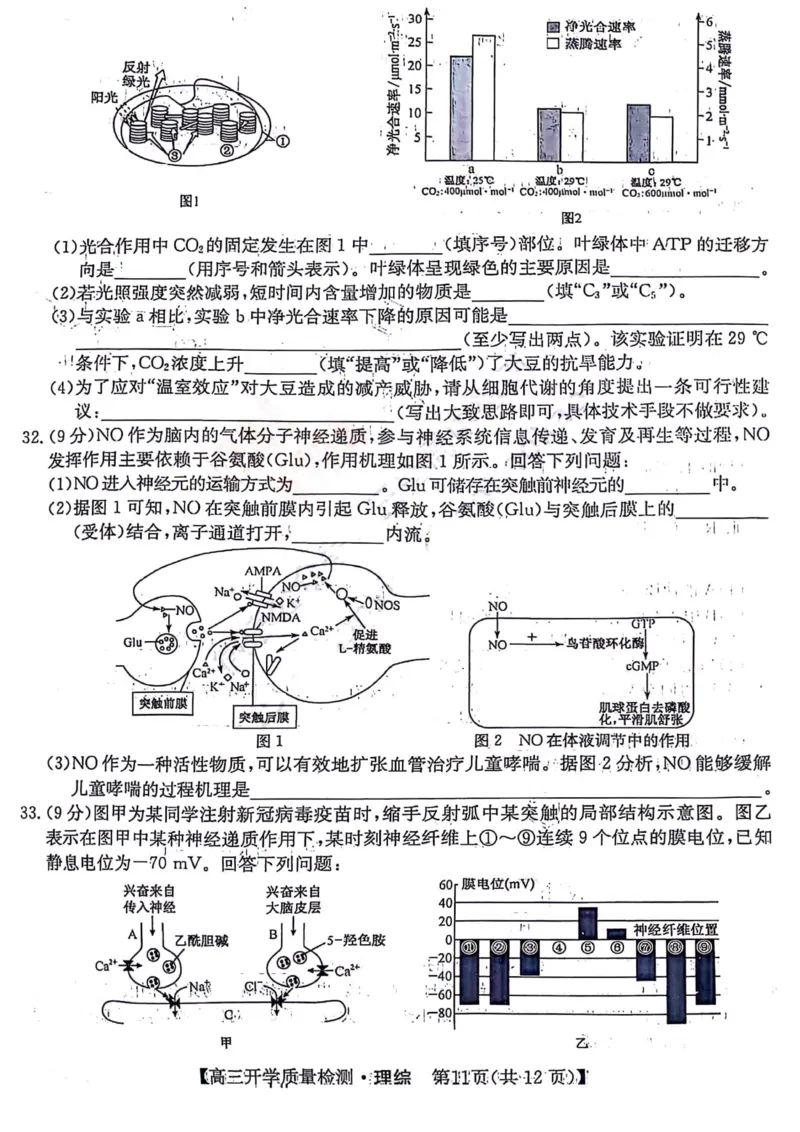 理综试题__2024年2月_01每日更新_22号_2024届山西卓越联盟高三开学质量检测(243577Z)_2024山西卓越联盟高三开学质量检测(243577Z)理综