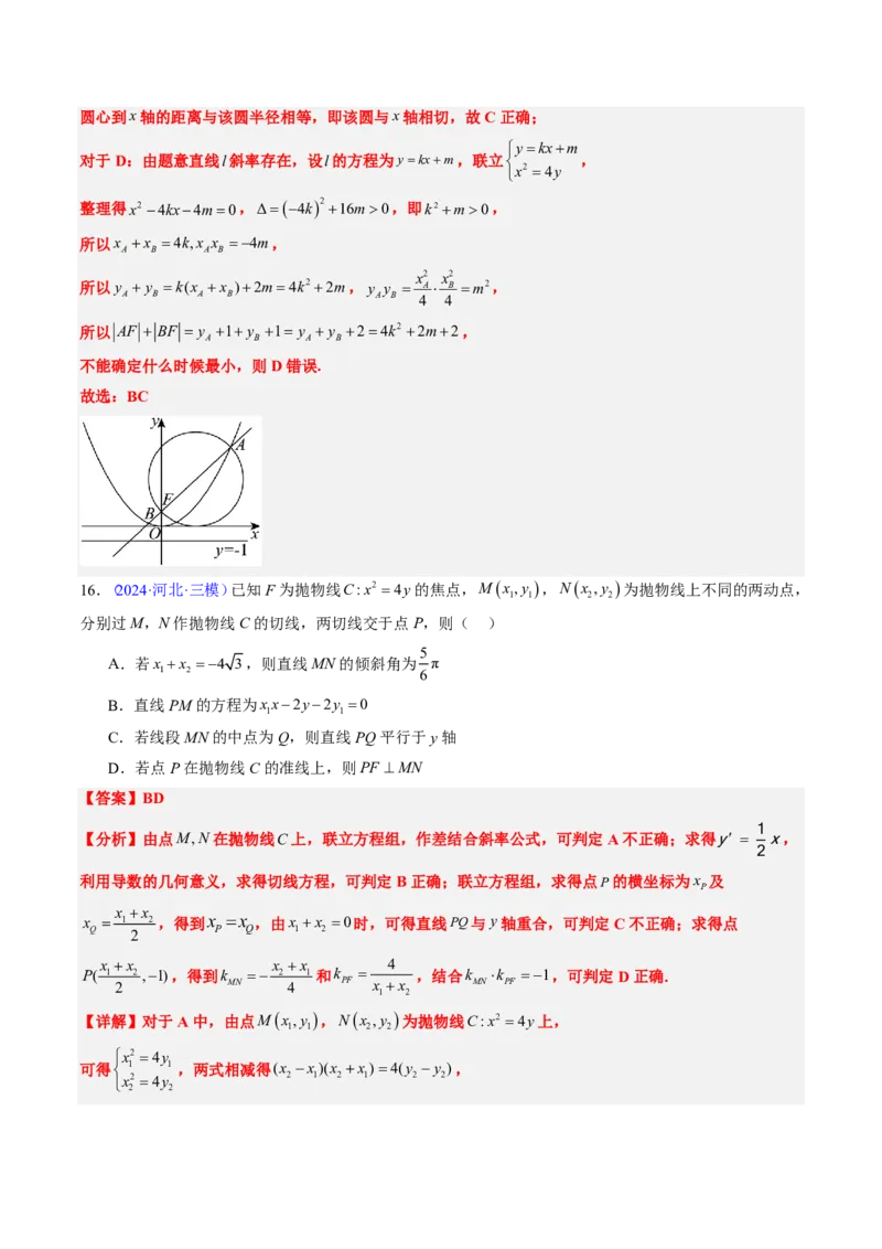 专题17抛物线（2大考向真题解读）-解析版_2024-2025高三（6-6月题库）_2024年08月试卷_08202025版《真题题源解密-专题分类》数学