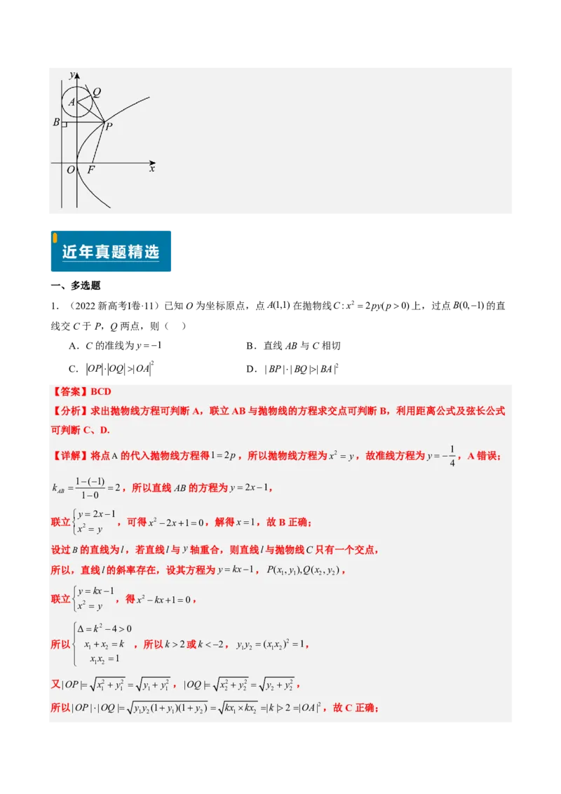 专题17抛物线（2大考向真题解读）-解析版_2024-2025高三（6-6月题库）_2024年08月试卷_08202025版《真题题源解密-专题分类》数学