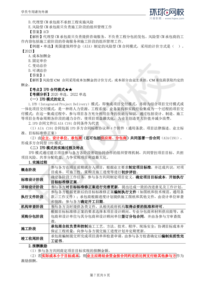 WM_40.第九章第三至四节AIA系列合同及CM和IPD合同模式_监理工程师_2025监理工程师_2025年监理工程师-各大机构_2025年监理-合同_机构1-HQ_01.精讲班-沈.磊_讲义