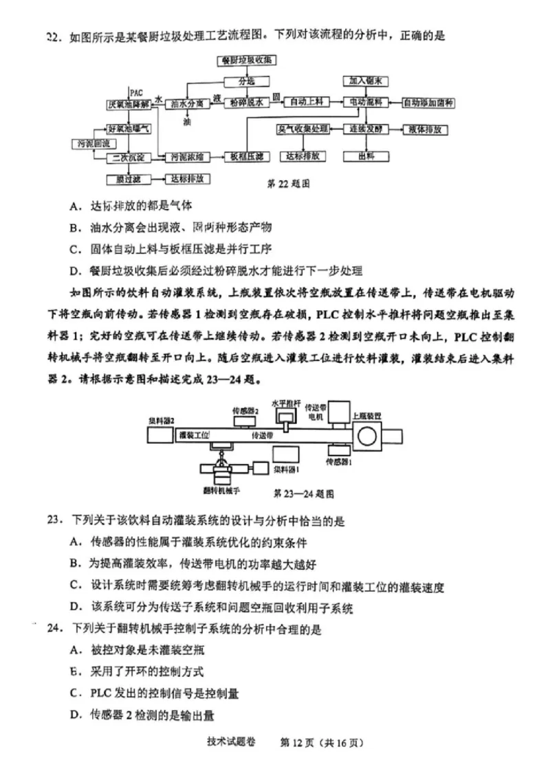 技术试卷_2024-2025高三（6-6月题库）_2024年11月试卷_1109浙江省绍兴市一模2024-2025学年11月诊断考试