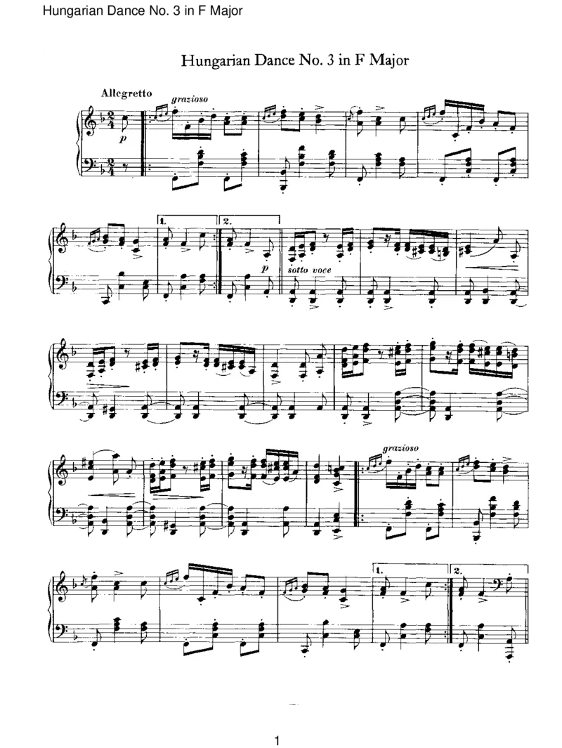 HungarianDanceNo.3inFMajor_一万首著名钢琴曲谱哈农贝多芬合集视频教学电子版高清无水印可打印_1古典钢琴知名音乐家谱_勃拉姆斯钢琴谱全集_IV.HungarianDancesforSoloPiano