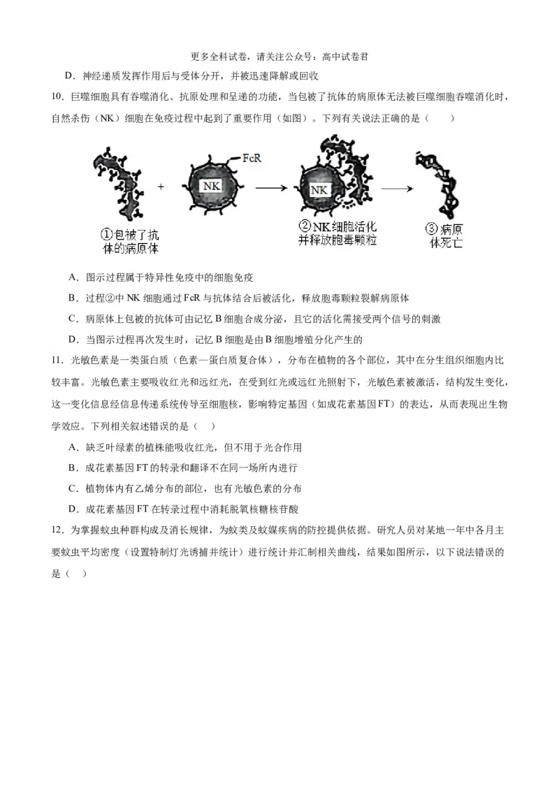 生物（九省联考考后提升卷，甘肃卷）（原卷版）_2024年4月_其他_2024年1月新&ldquo;九省联考&rdquo;考后提升卷（原卷+解析）_2024年1月&ldquo;九省联考&rdquo;生物真题完全解读与考后提升