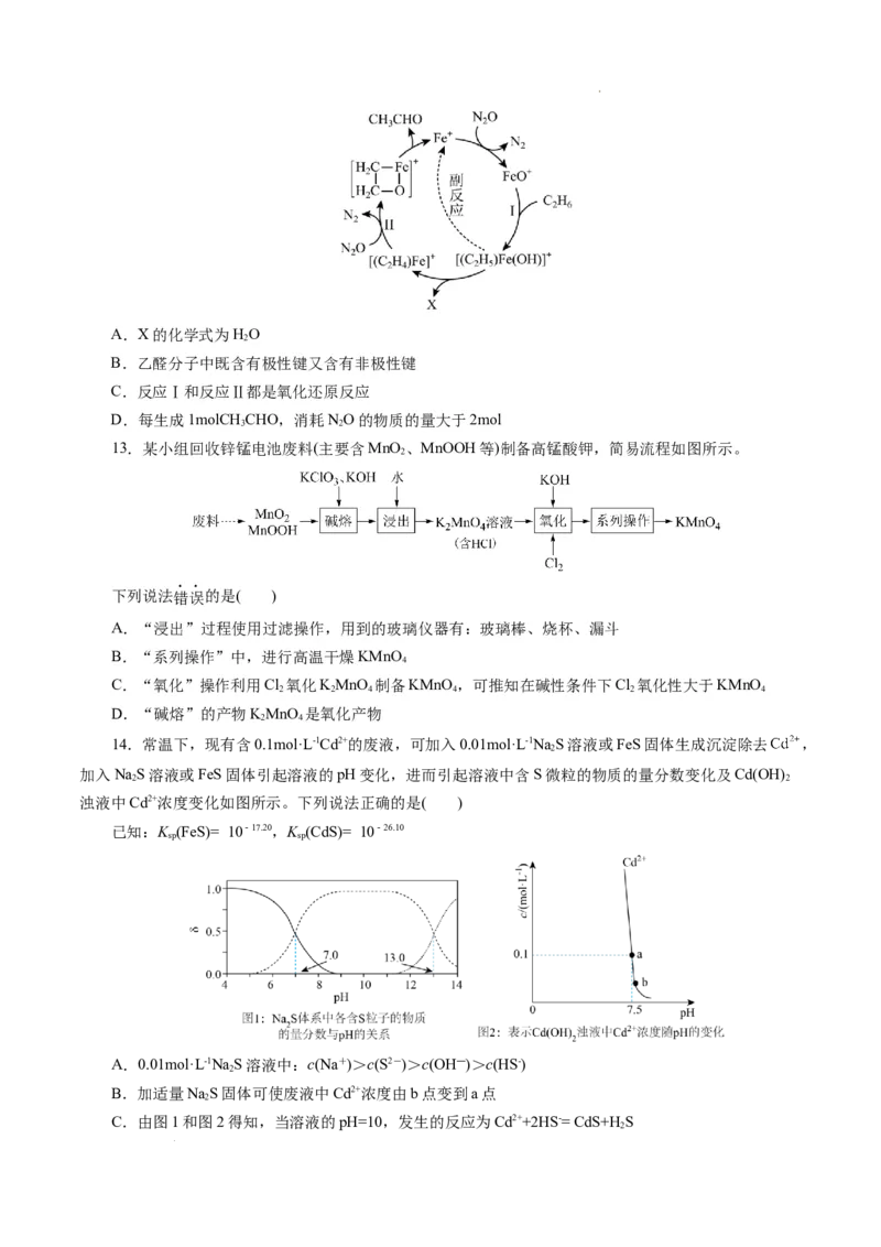 八省2025届高三&ldquo;八省联考&rdquo;考前猜想卷化学（14+4）考试版A4_2024-2025高三（6-6月题库）_2025年01月试卷_01012025届高三&ldquo;八省联考&rdquo;考前猜想卷