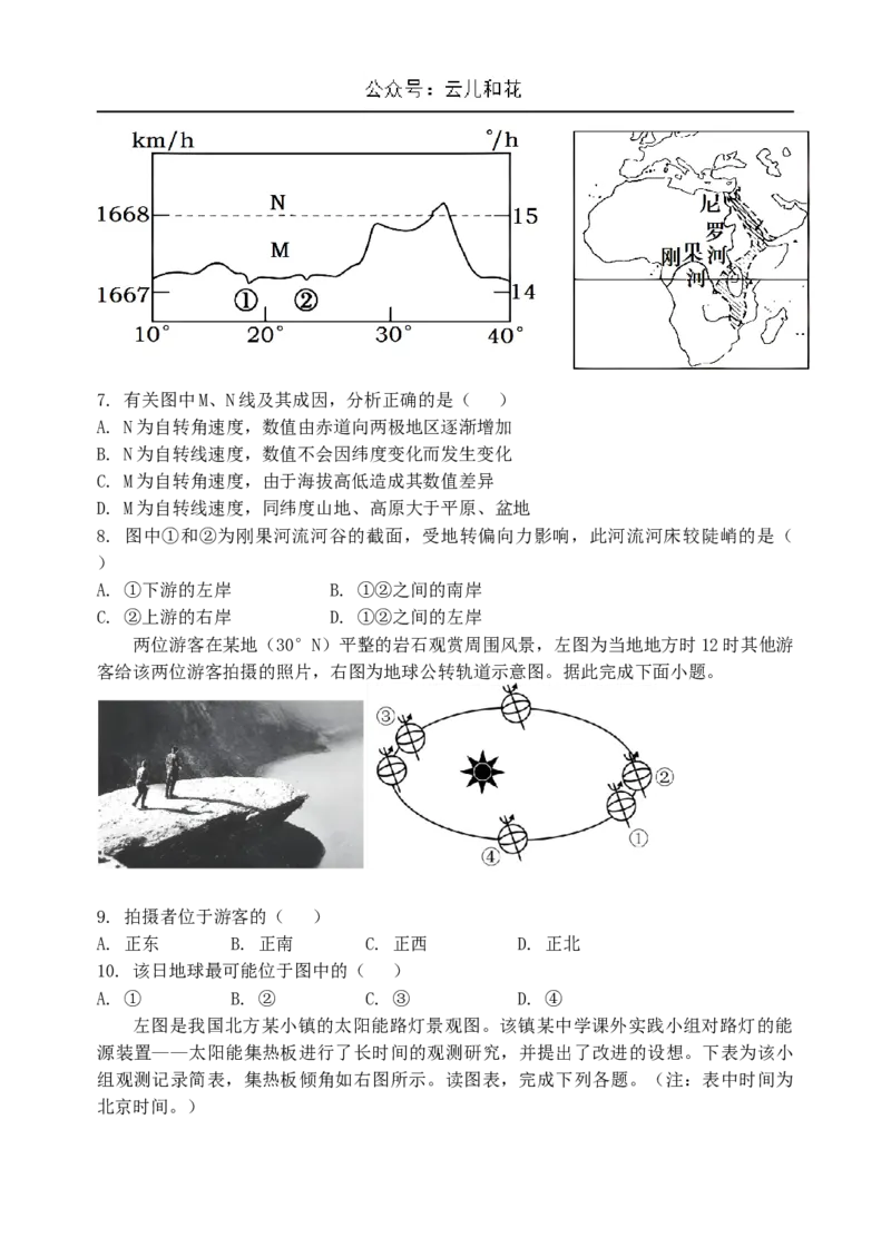 江苏省盐城市五校联考2024-2025学年高二上学期10月月考地理试题含答案_2024-2025高二（7-7月题库）_2024年10月试卷_1023江苏省盐城市五校联考2024-2025学年高二上学期10月月考