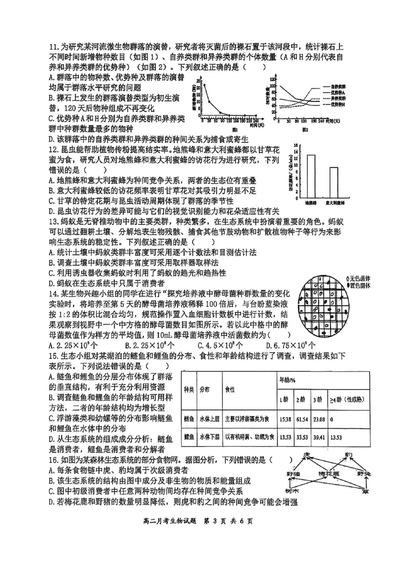 山大附中2025&mdash;2026学年高二12月考生物试题_2024-2025高二（7-7月题库）_2026年1月高二_260106山西省太原市山西大学附属中学校2025-2026学年高二上学期12月月考（全）