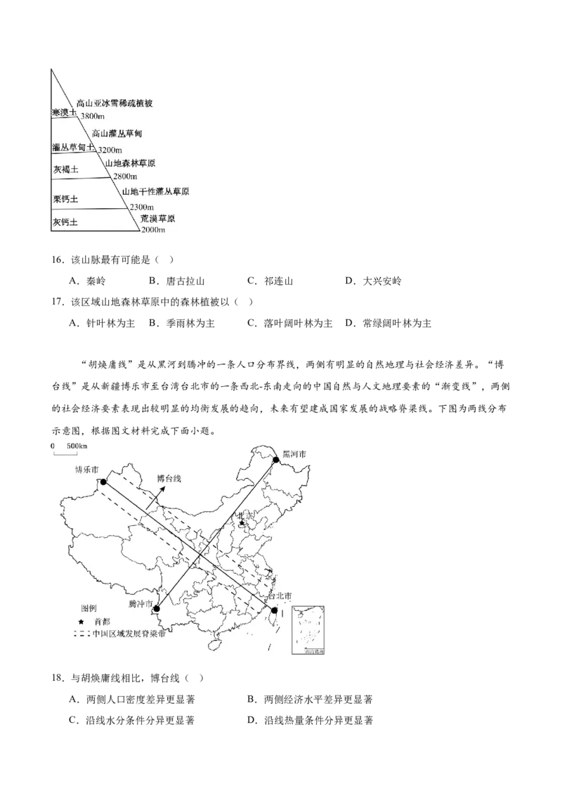 江苏省泰州中学2025-2026学年高二上学期11月期中考试地理Word版含答案_251214江苏省泰州中学2025-2026学年高二上学期11月期中考试（全）