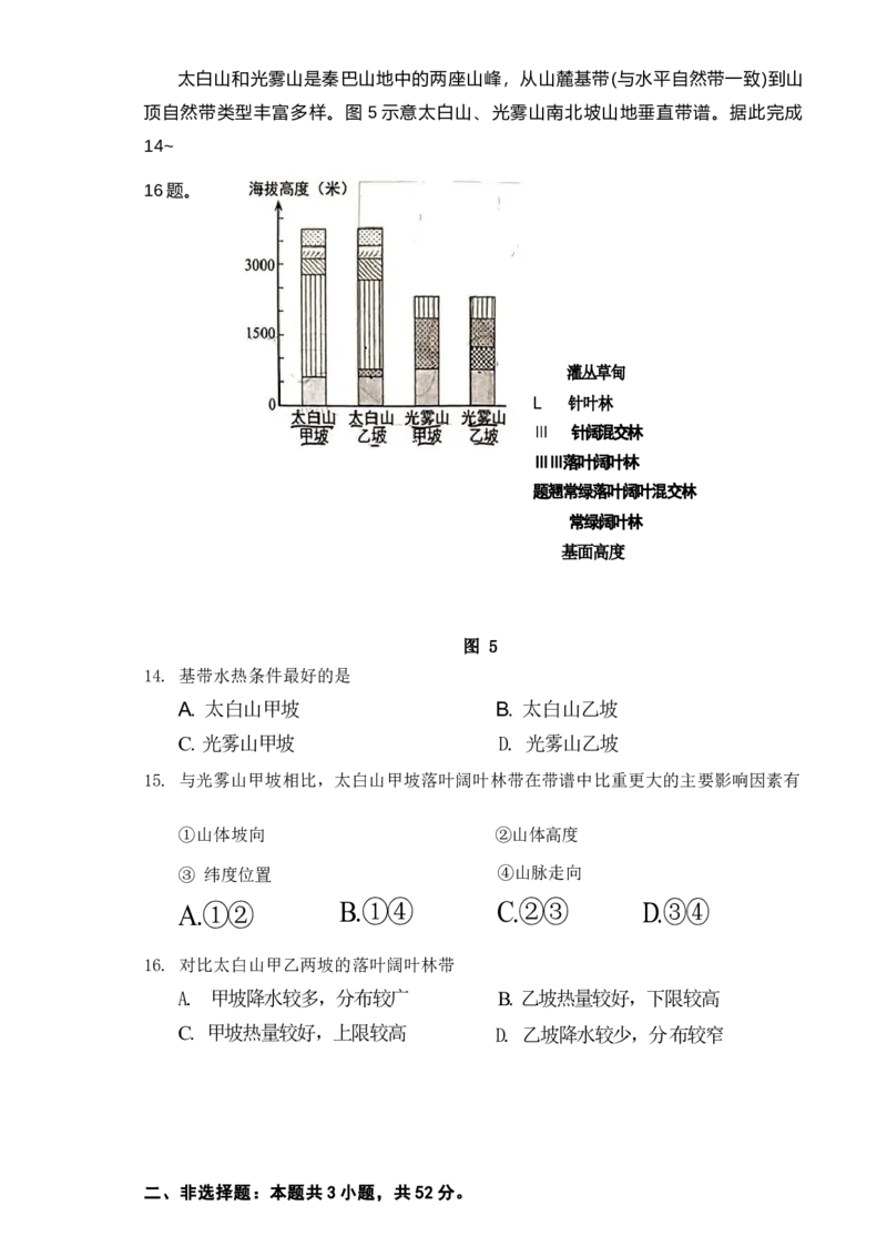 贵州省2024年高三年级4月适应性考试地理试卷_2024年4月_01按日期_14号_2024届贵州省高三年级4月适应性考试_贵州省2024年高三年级4月适应性考试地理