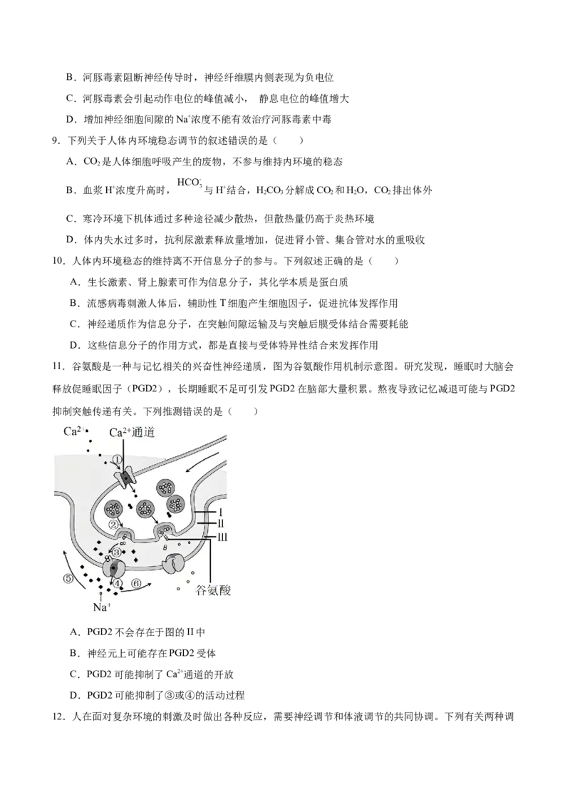 江苏省苏州市2025-2026学年高二上学期期中考试生物Word版含答案_2024-2025高二（7-7月题库）_2026年1月高二_260111江苏省苏州市2025-2026学年高二上学期期中考试