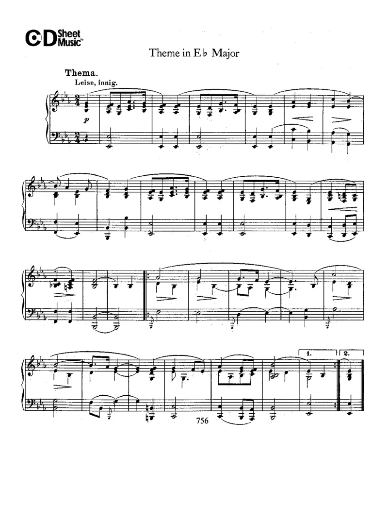 Schumann-ThemeinEbMajor_一万首著名钢琴曲谱哈农贝多芬合集视频教学电子版高清无水印可打印_1古典钢琴知名音乐家谱_舒曼钢琴谱全集_WORKS