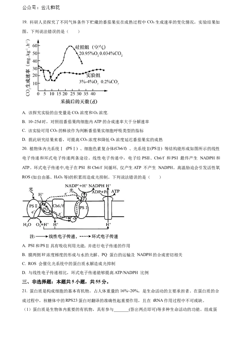 山东省烟台市2023-2024学年高二下学期7月期末考试生物Word版含解析_2024-2025高二（7-7月题库）_2024年07月试卷_0726山东省烟台市2023-2024学年高二下学期7月期末考试