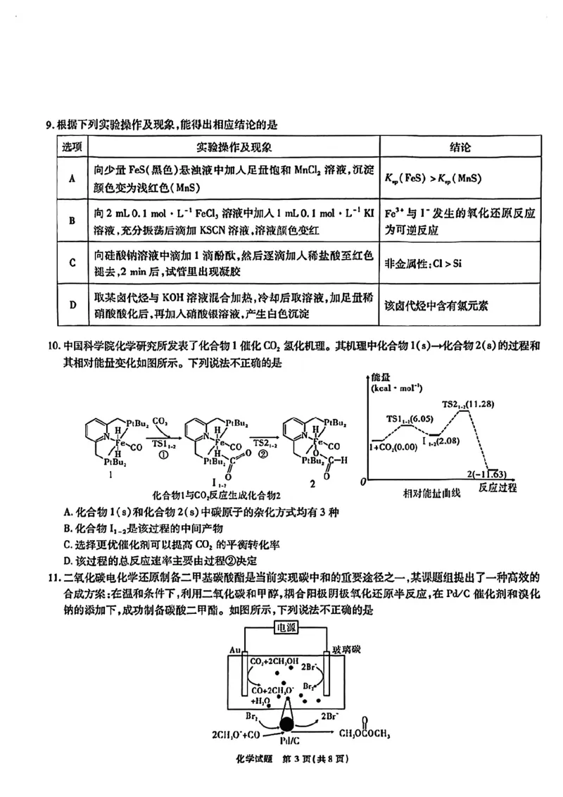 安徽省江淮十校2025届高三下学期第三次联考（三模）化学试卷（含答案）_2024-2026高三（6-6月题库）_2025年04月试卷