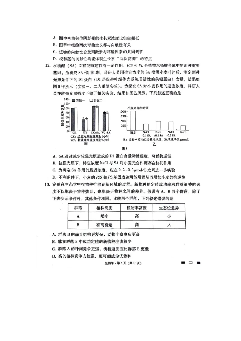 重庆市渝中区重庆市巴蜀中学校2023-2024学年高三下学期3月月考生物试题_2024年3月_013月合集_2024届重庆市巴蜀中学高三下学期适应性月考（七）