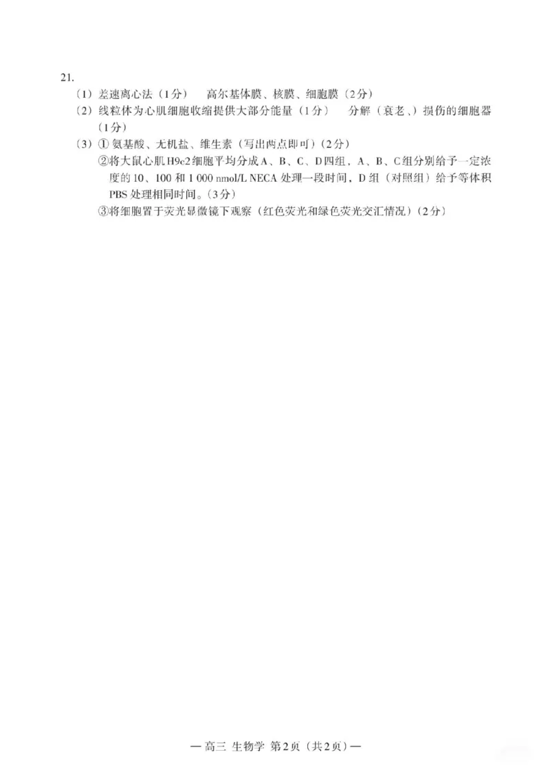 江西省南昌市2025届高三年级摸底测试（南昌零模）生物试卷+参考答案_2024-2025高三（6-6月题库）_2024年09月试卷_0908江西省南昌市2025届高三年级摸底测试（南昌零模）