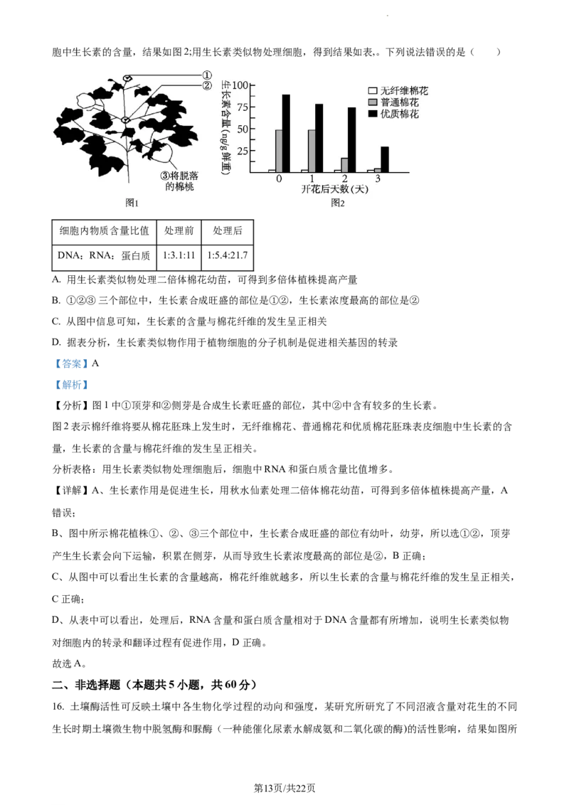 精品解析：福建省莆田市一中2023-2024学年高三上学期期中生物试题（解析版）(1)_2023年11月_0211月合集_2024届福建省莆田市一中高三上学期期中考试