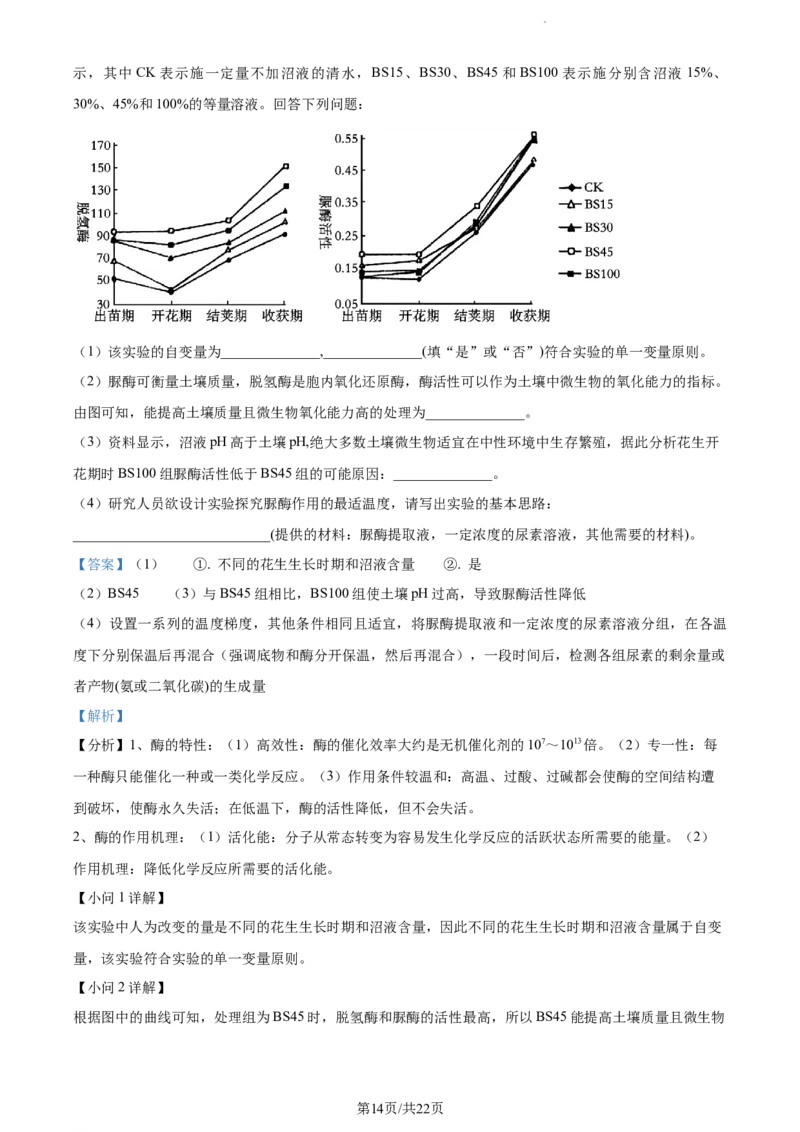 精品解析：福建省莆田市一中2023-2024学年高三上学期期中生物试题（解析版）(1)_2023年11月_0211月合集_2024届福建省莆田市一中高三上学期期中考试