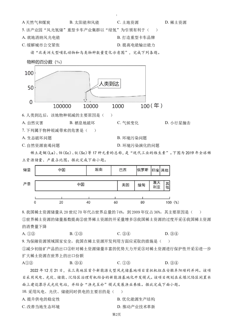 山东省枣庄市滕州实验高级中学2024-2025学年高二下学期第一次调研考试地理试题（含答案）_2024-2025高二（7-7月题库）_2025年04月试卷(1)