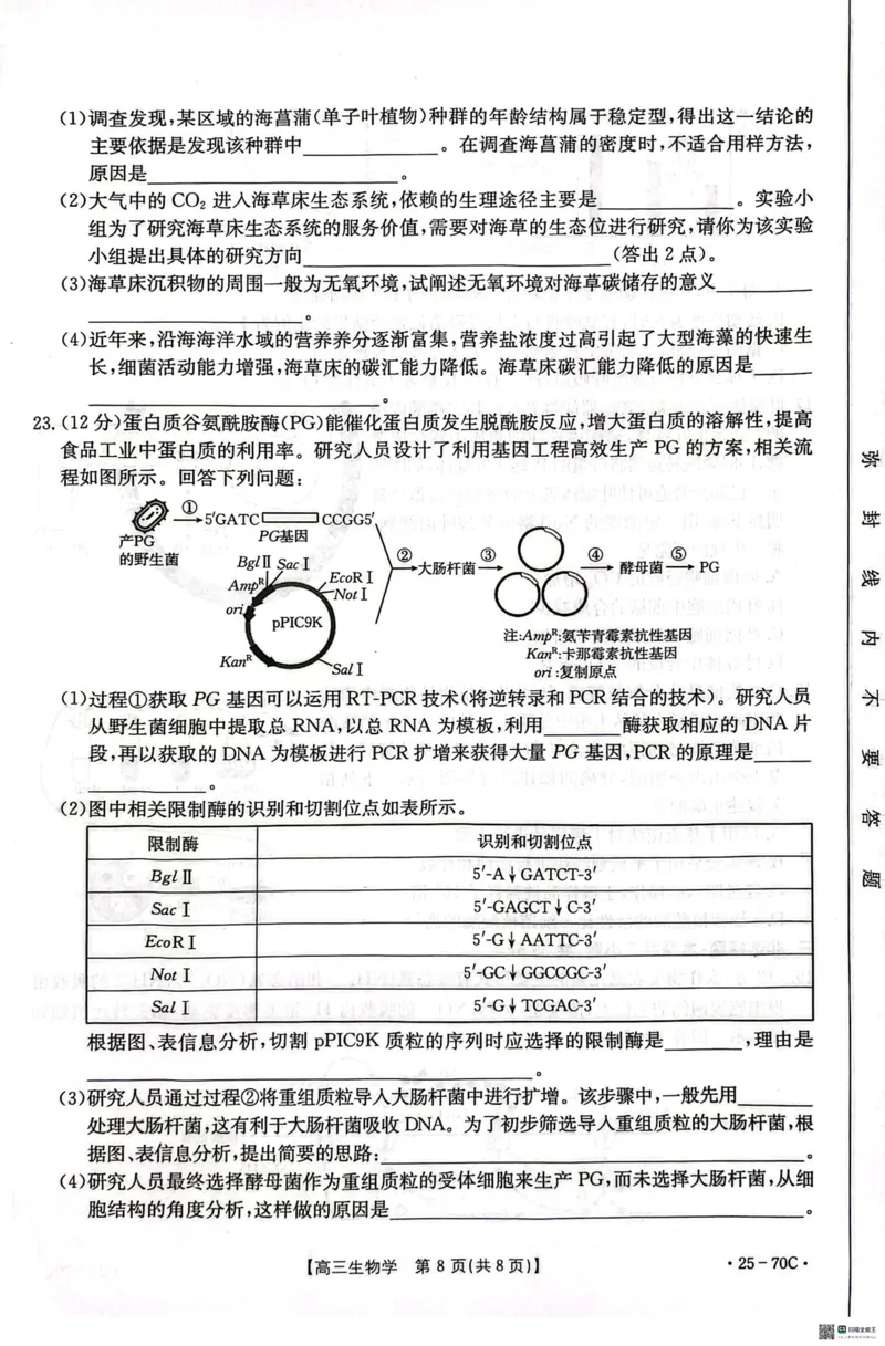 河北省邢台市质检联盟2024-2025学年高三上学期10月月考试题生物PDF版含答案_2024-2025高三（6-6月题库）_2024年10月试卷_1015河北省2024-2025学年高三(上)质检联盟第一次月考（金太阳25-70C）