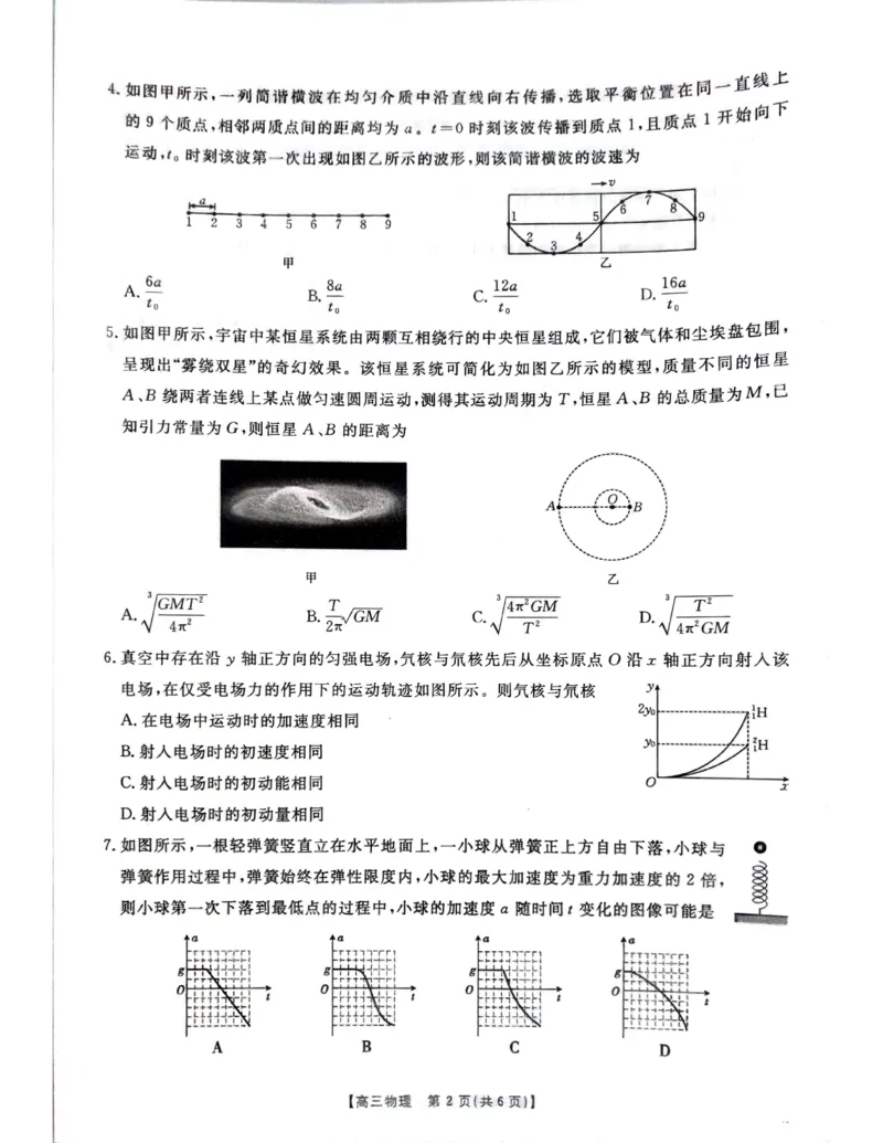 广西2025届高三10月七市联考物理试卷_2024-2025高三（6-6月题库）_2024年10月试卷_1020广西七市普通高中毕业班高三模拟测试（金太阳10月联考）
