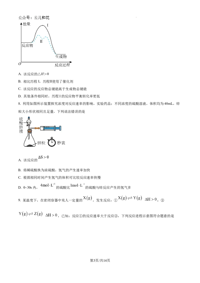 河南省创新发展联盟2024-2025学年高二上学期9月第一次联考化学试题_2024-2025高二（7-7月题库）_2024年10月试卷_1006河南省创新发展联盟2024-2025学年高二上学期第一次联考（金太阳25-32B）