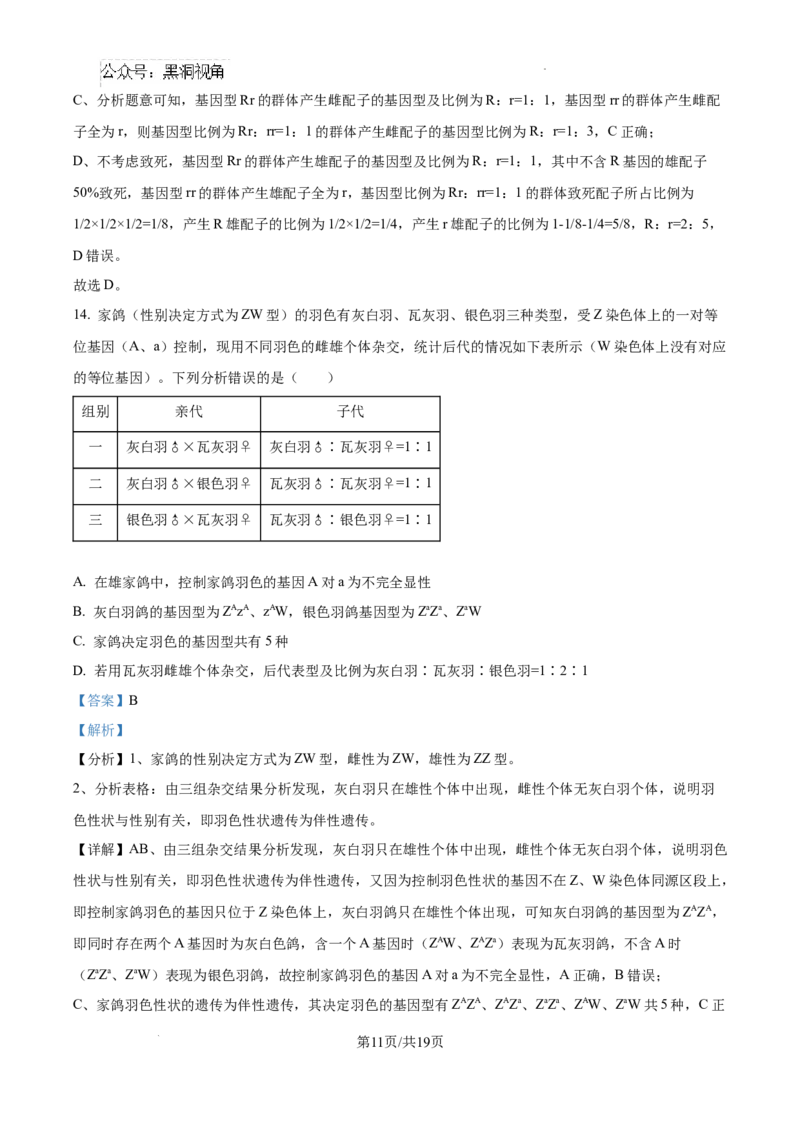 安徽省六安市第二中学2024-2025学年高三上学期10月月考生物答案_2024-2025高三（6-6月题库）_2024年10月试卷_1025安徽省六安市第二中学2024-2025学年高三上学期10月月考