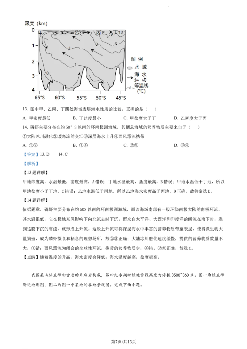 精品解析：福建省莆田锦江中学2023-2024学年高三上学期期中考试地理试题（解析版）(1)_2023年11月_0211月合集_2024届福建省莆田锦江中学高三上学期期中考试