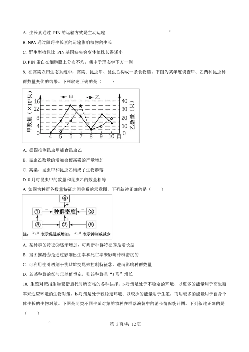 山东省临沂市2024-2025学年高二上学期1月期末生物试题Word版无答案_2024-2025高二（7-7月题库）_2025年03月试卷_0318山东省临沂市2024-2025学年高二上学期1月期末考试