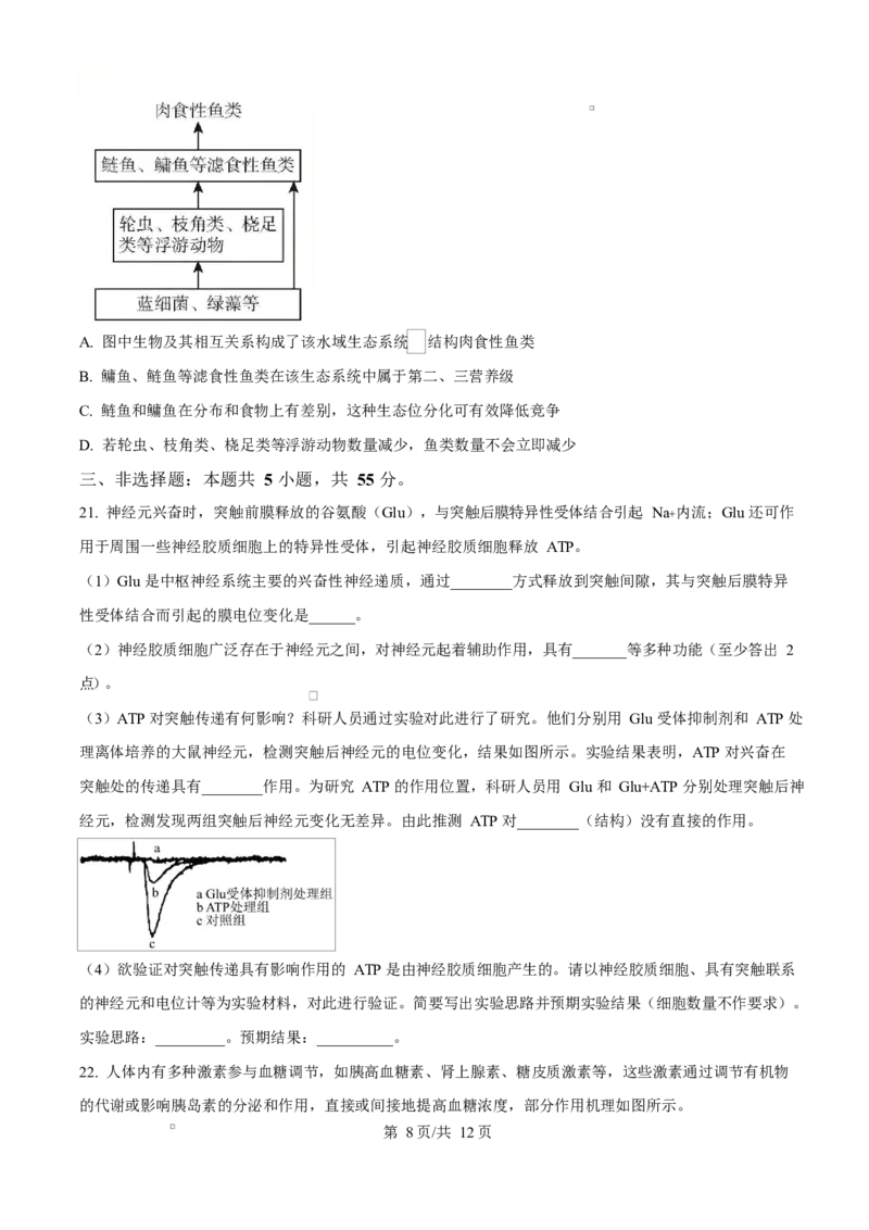 山东省临沂市2024-2025学年高二上学期1月期末生物试题Word版无答案_2024-2025高二（7-7月题库）_2025年03月试卷_0318山东省临沂市2024-2025学年高二上学期1月期末考试