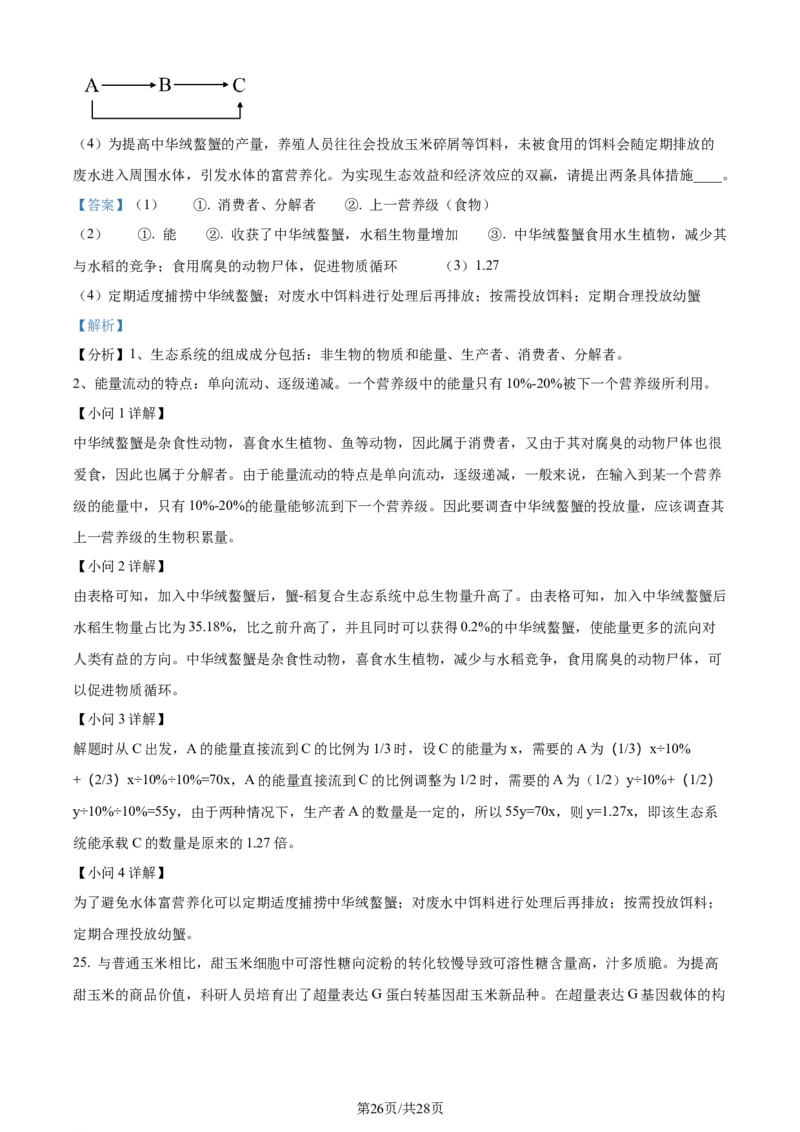 精品解析：2024届山东省泰安市高三一模生物试题（解析版）_2024年3月_013月合集_2024届山东省泰安市高三一模_2024届山东省泰安市高三下学期一模生物试题