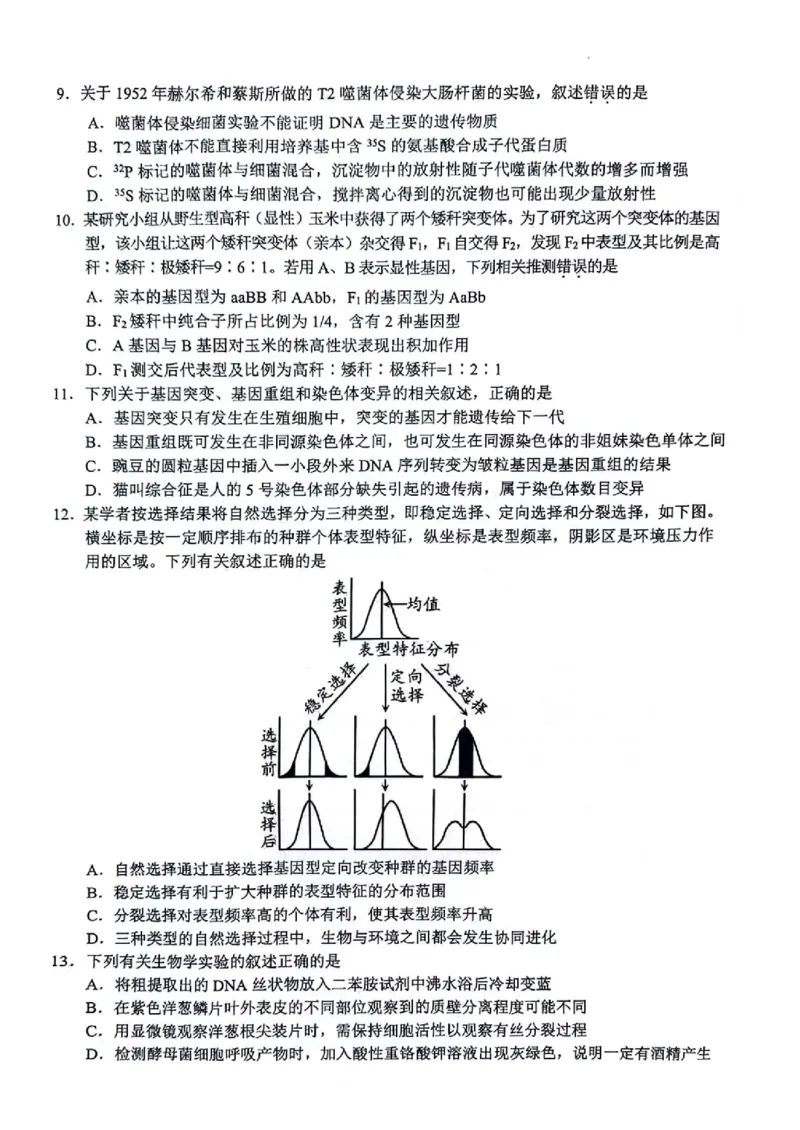 生物(1)_2023年11月_0211月合集_2024届江苏省扬州市高三上学期11月期中检测_江苏省扬州市2024届高三上学期11月期中检测生物