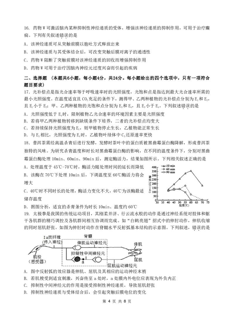 广东省汕头市金山中学2024-2025学年高二上学期期中考试生物试题PDF版无答案_2024-2025高二（7-7月题库）_2024年11月试卷_1128广东省汕头市金山中学2024-2025学年高二上学期期中考试
