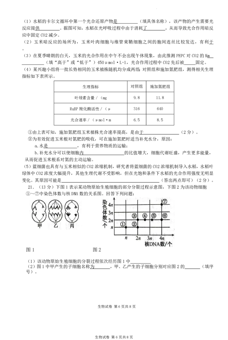 江苏省盐城市2024届高三上学期期中考试生物(1)_2023年11月_01每日更新_14号_2024届江苏省盐城市高三上学期期中考试
