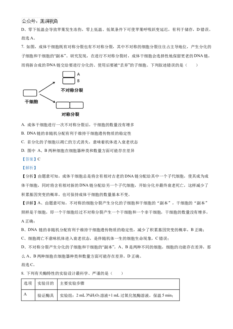 安徽省合肥市一六八中学2024-2025学年高三上学期10月月考试题生物Word版含解析_2024-2025高三（6-6月题库）_2024年10月试卷_1024安徽省合肥市一六八中学2024-2025学年高三上学期10月月考