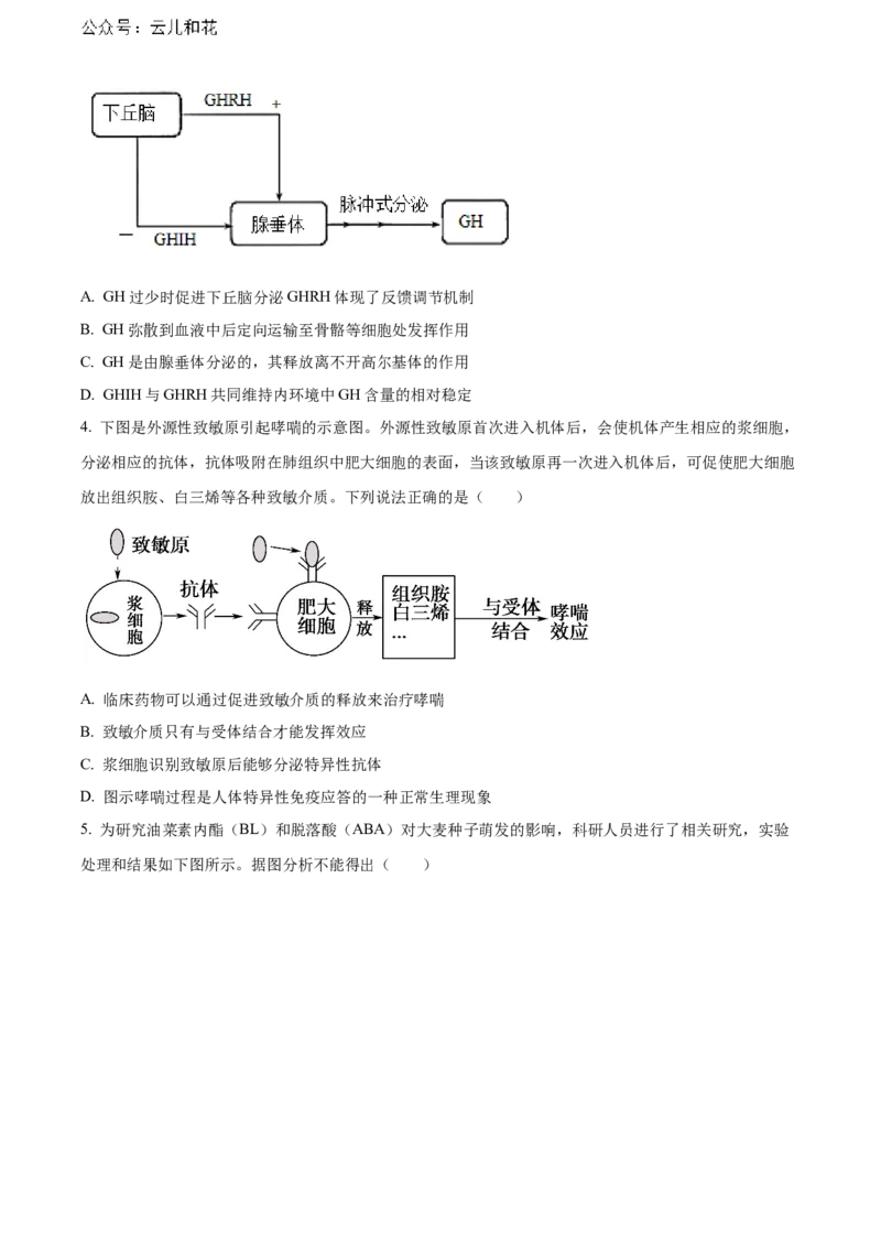 安徽省芜湖市镜湖区安徽师范大学附属中学2023-2024学年高二下学期6月测试生物试题（含答案）_2024-2025高二（7-7月题库）_2024年07月试卷_07022024安徽师范大学附属中学高二下学期6月测试