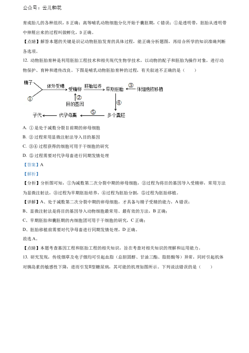安徽省芜湖市镜湖区安徽师范大学附属中学2023-2024学年高二下学期6月测试生物试题（含答案）_2024-2025高二（7-7月题库）_2024年07月试卷_07022024安徽师范大学附属中学高二下学期6月测试